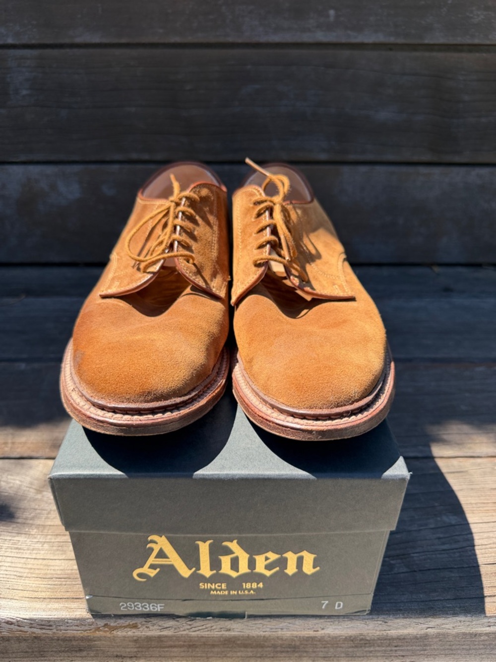 Alden 29336F - Plain Toe Blucher Flex Welt - Snuff Suede 7D